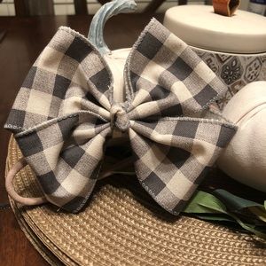-Fall Gray Bow with Baby Nylon Headband